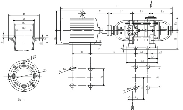 DG720-60X7型锅炉给水泵本身底座外形安装图