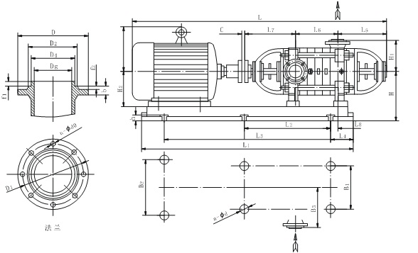 DG85-45X7型锅炉给水泵公用底座外形安装图