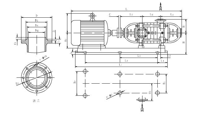 DG25-30X7型锅炉给水泵外形安装尺寸图